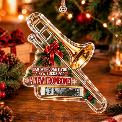 Trombone Christmas money holder ornament