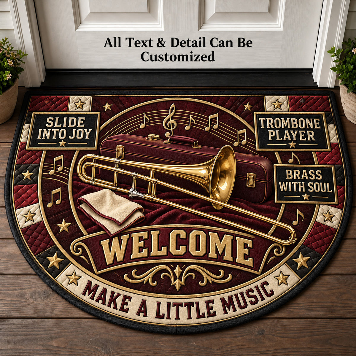 Trombone Player Personalized Half Round Mat | 5To9Vibe