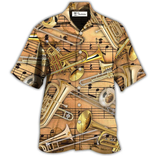 Hawaiian Shirt / Adults / S Trombone Music Notes Style - Hawaiian Shirt 