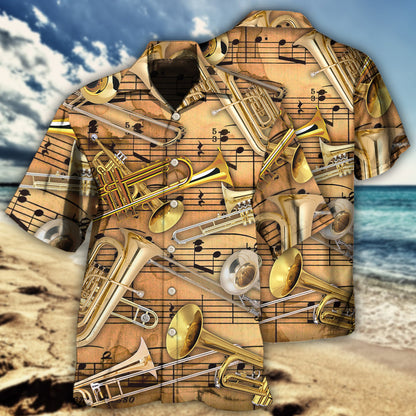 Trombone Music Notes Style - Hawaiian Shirt 