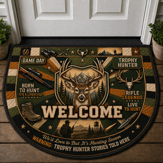 Trophy Hunter Outdoor Adventures Quilted Print Premium Welcome Mat – Personalized Doormat