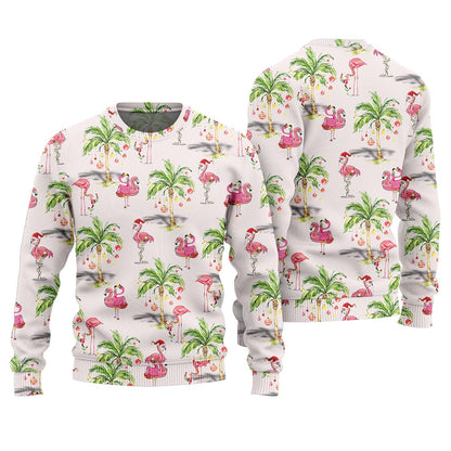 Tropical Flamingo Christmas Sweater For Holiday