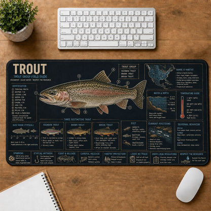 Trout Fishing Field Guide Desk Mat | 5To9Vibe