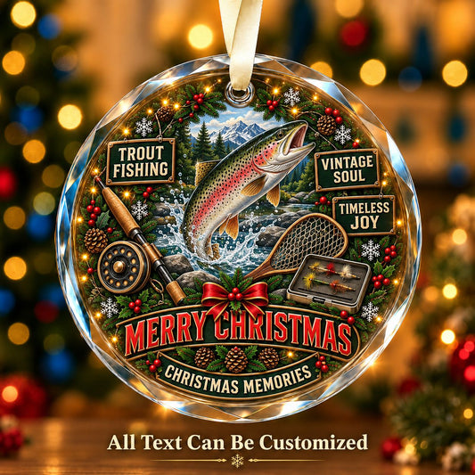 Trout Fishing Personalized Glass Ornament | 5To9Vibe