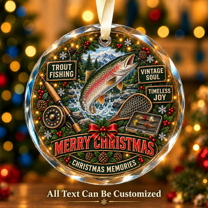 Trout Fishing Personalized Glass Ornament | 5To9Vibe