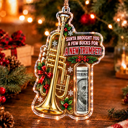 Trumpet Christmas money holder ornament