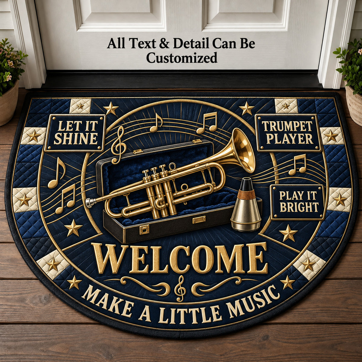 Trumpet Player Personalized Half Round Mat | 5To9Vibe