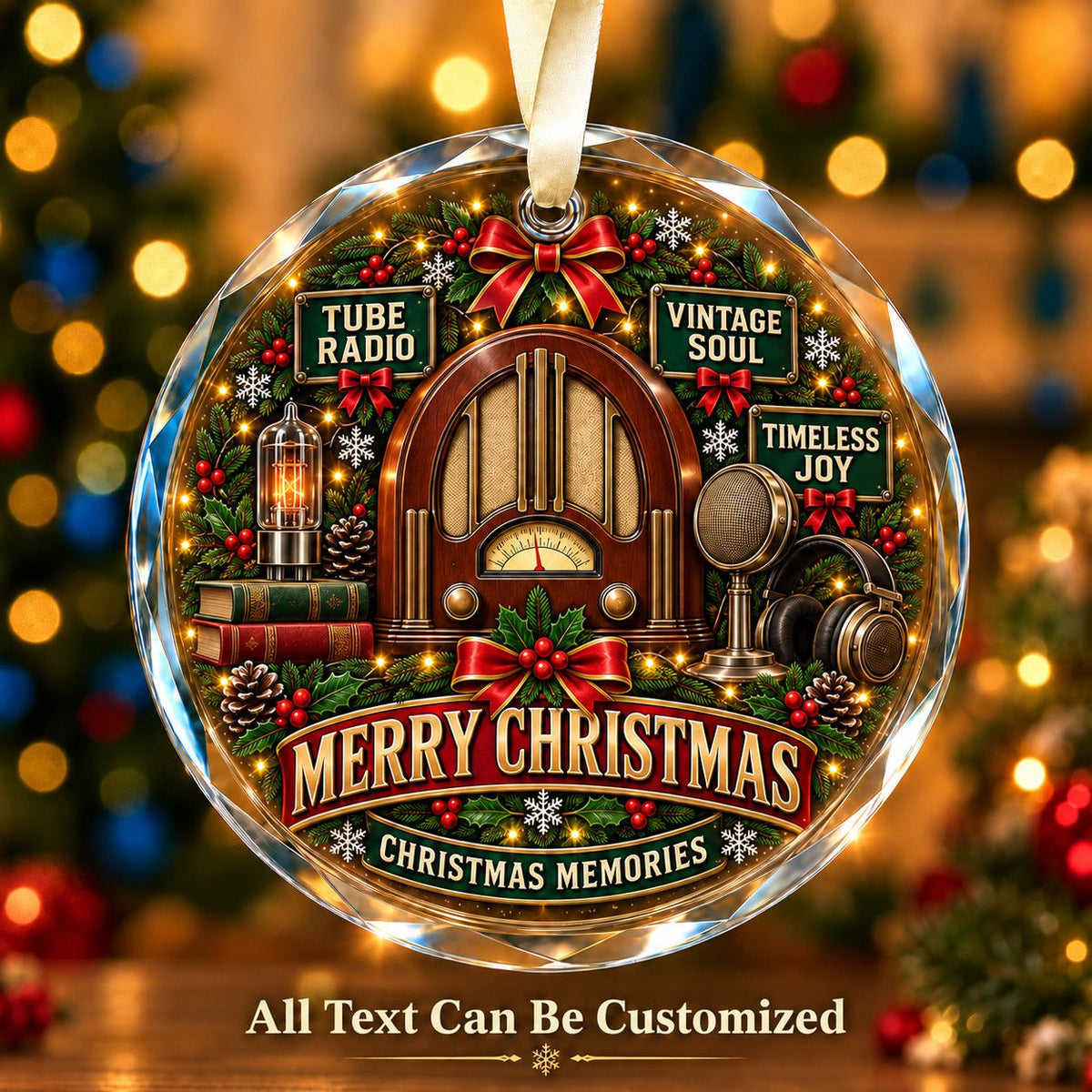 Tube Radio Personalized Glass Ornament | 5To9Vibe