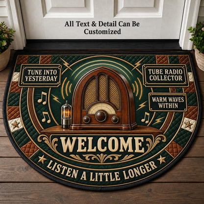 Tube Radio Collector Personalized Half Round Mat | 5To9Vibe