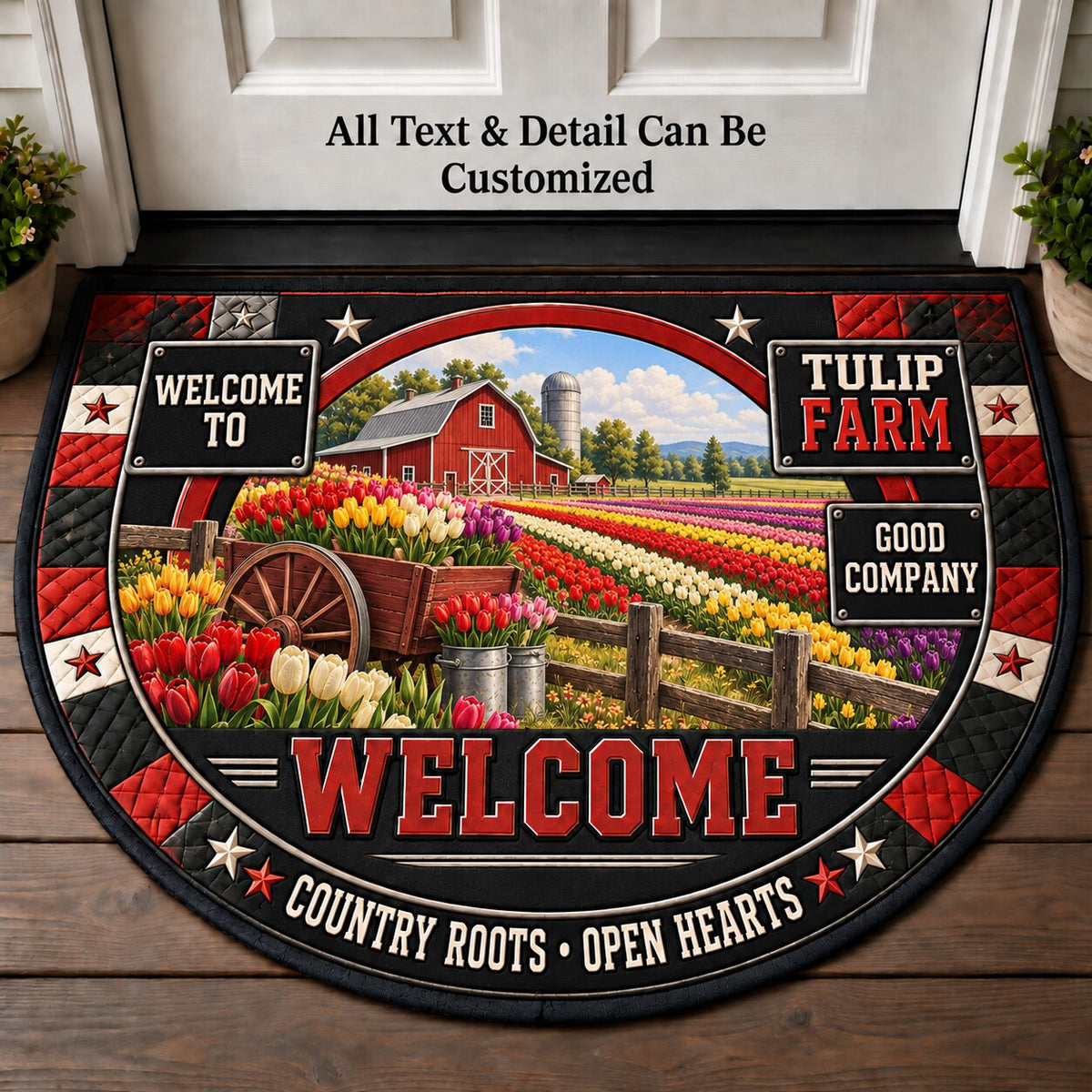 Tulip Farm Personalized Half Round Mat | 5To9Vibe