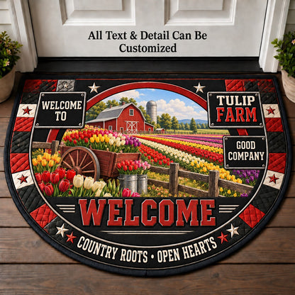 Tulip Farm Personalized Half Round Mat | 5To9Vibe