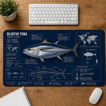 Tuna Fishing Field Guide Desk Mat | 5To9Vibe