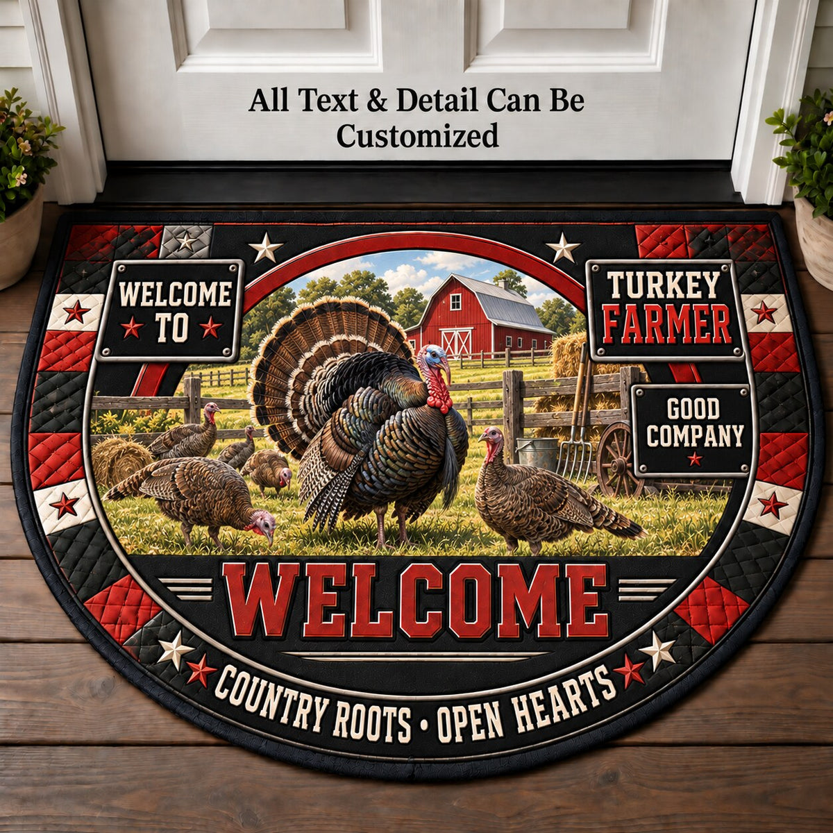 Turkey Farmer Personalized Half Round Mat | 5To9Vibe
