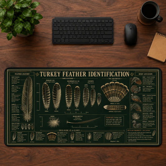 Turkey Feather Identification Desk Mat Mouse Pad | 5To9Vibe