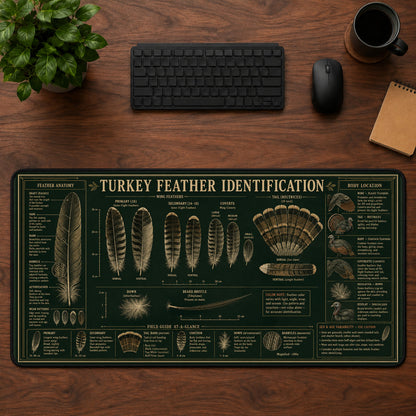 Turkey Feather Identification Desk Mat Mouse Pad | 5To9Vibe