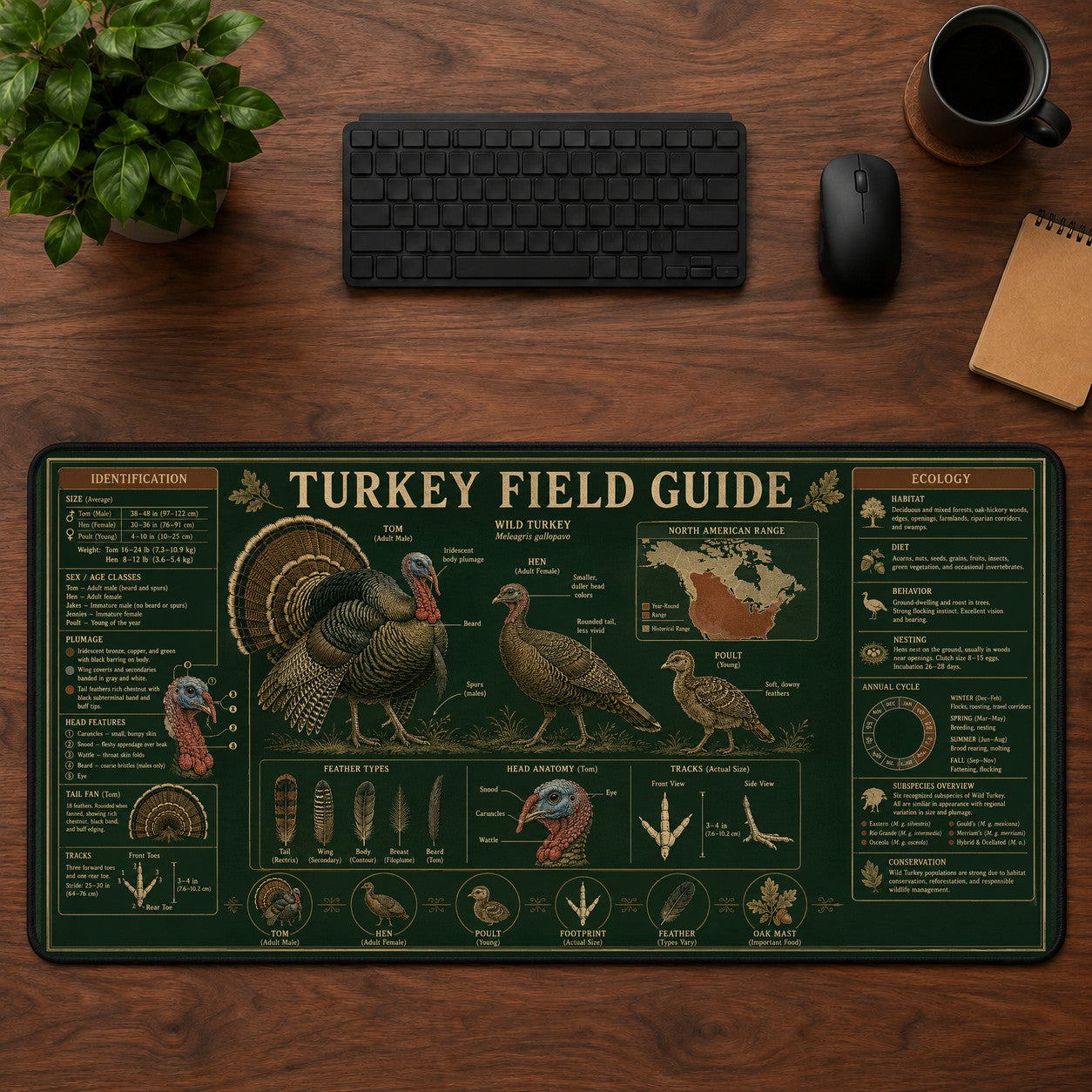 Turkey Field Guide Desk Mat Mouse Pad | 5To9Vibe