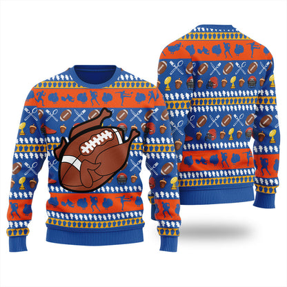Turkey Football Thanksgiving Ugly Sweater For Women
