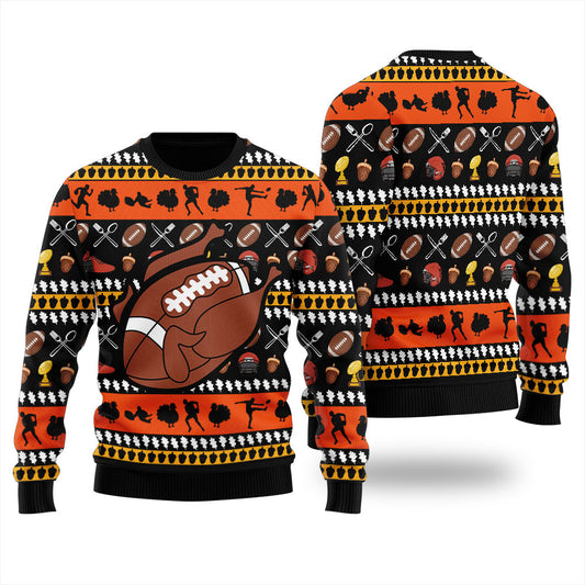 Turkey Football Thanksgiving Ugly Sweater For Women