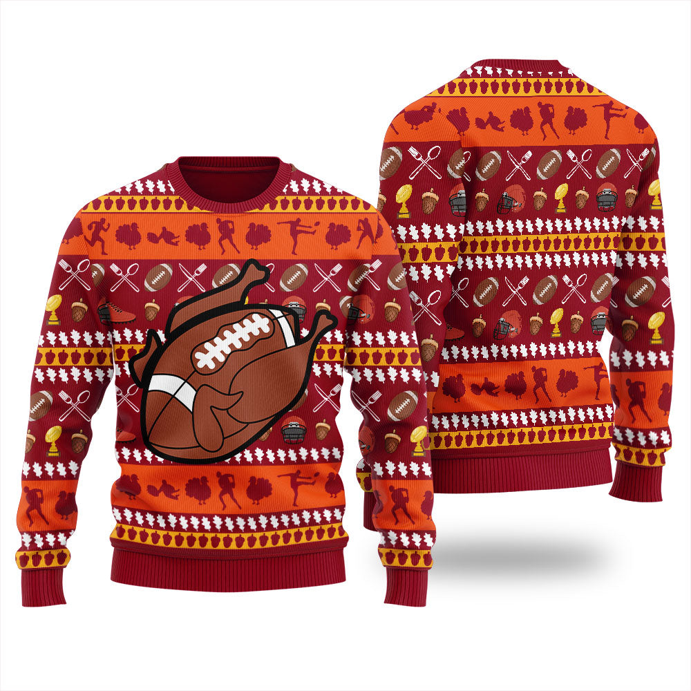 Turkey Football Thanksgiving Ugly Sweater For Women