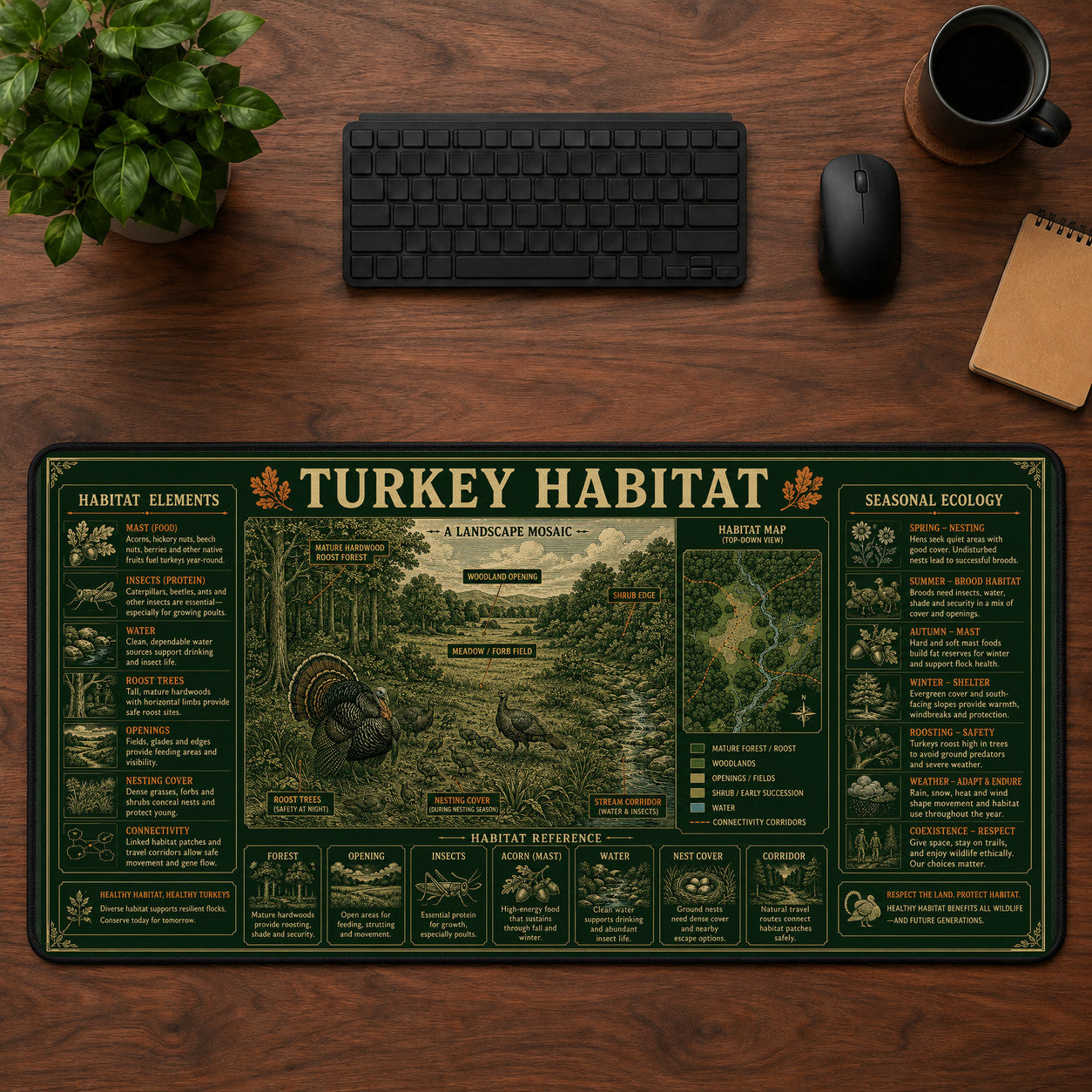 Turkey Habitat Desk Mat Mouse Pad | 5To9Vibe