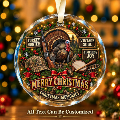 Turkey Hunter Personalized Glass Ornament | 5To9Vibe