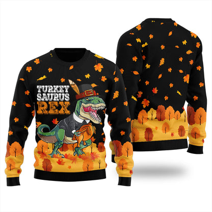 Turkey Saurus Rex Thanksgiving Christmas Sweater For Women