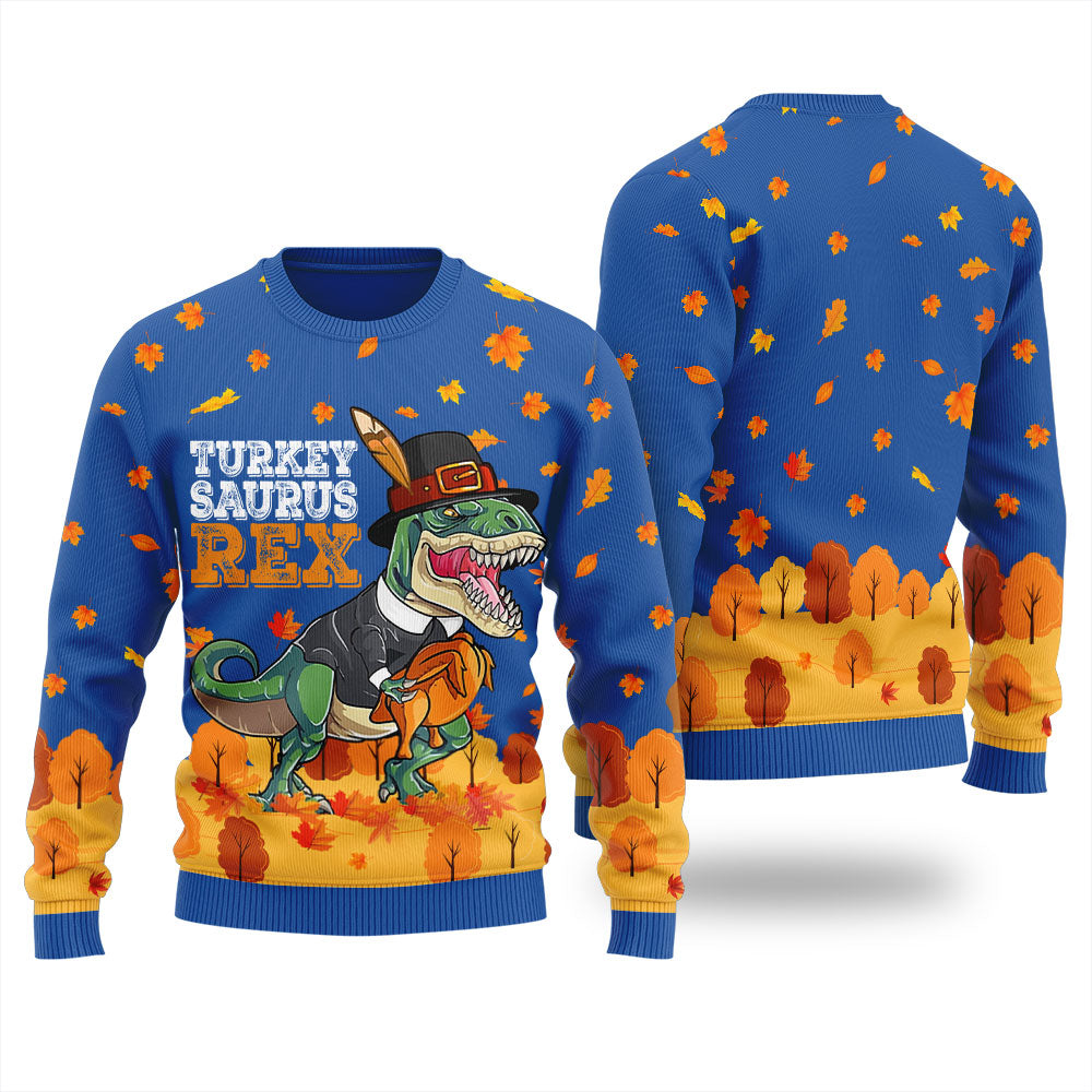 Turkey Saurus Rex Thanksgiving Christmas Sweater For Women