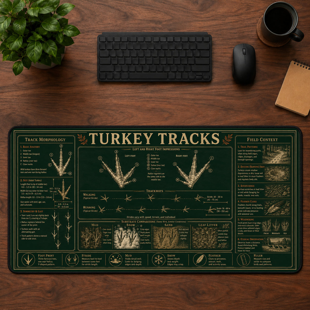 Turkey Tracks Desk Mat Mouse Pad | 5To9Vibe
