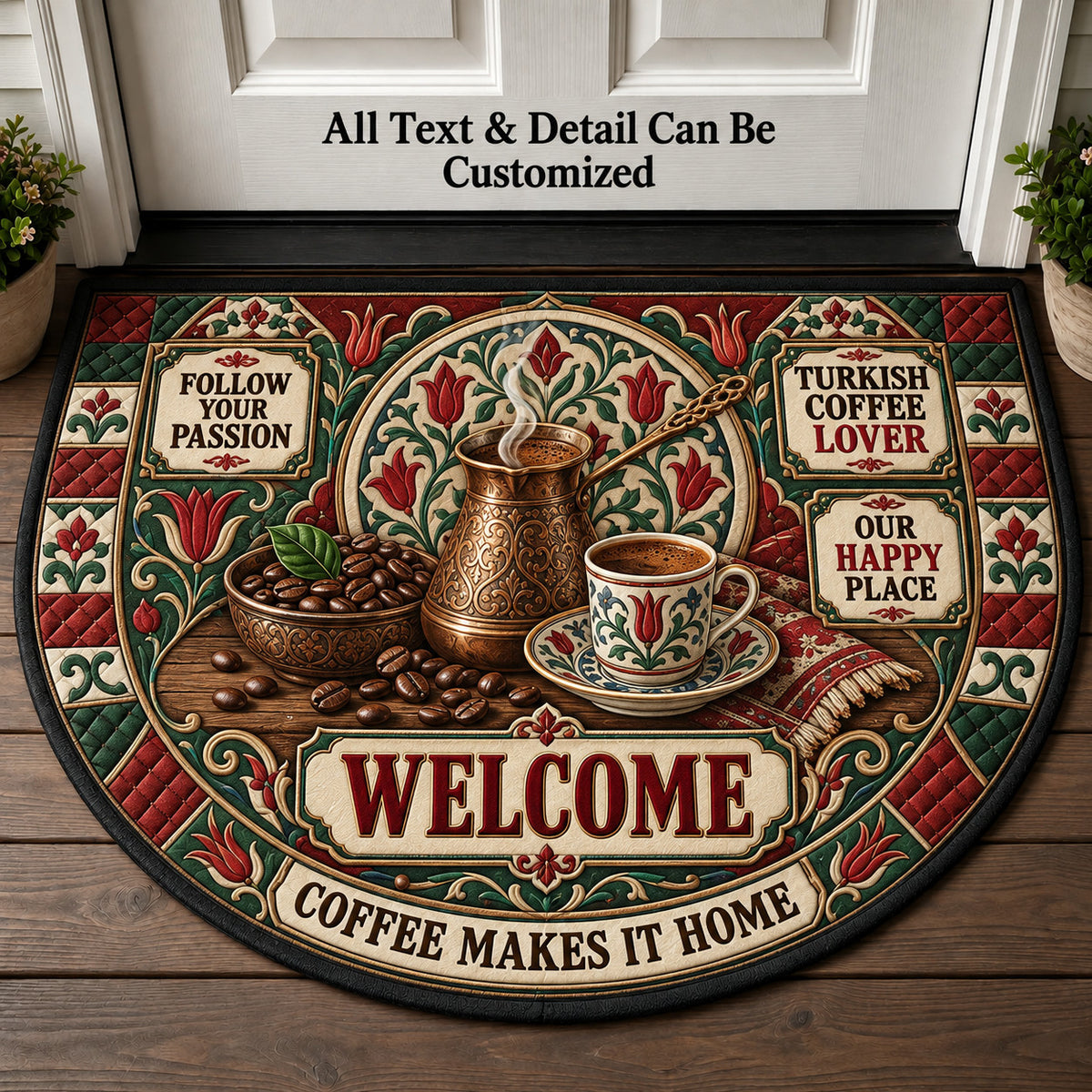 Turkish Coffee Lover Personalized Half Round Mat | 5To9Vibe