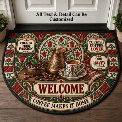 Turkish Coffee Lover Personalized Half Round Mat | 5To9Vibe