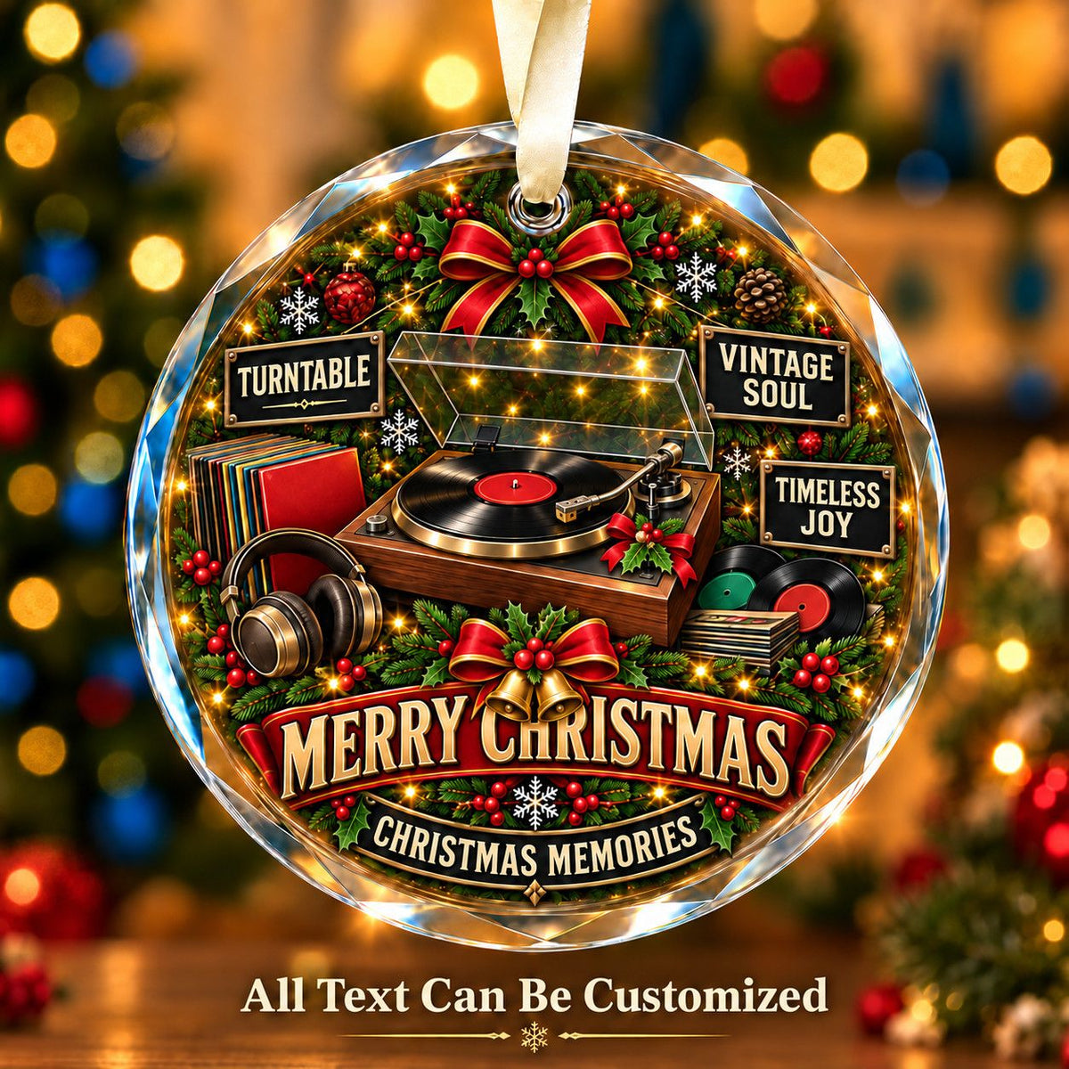 Turntable Personalized Glass Ornament | 5To9Vibe