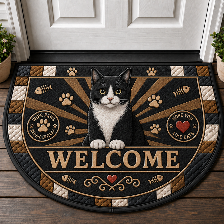 Hope You Like Cats Doormat - Tuxedo Cat Wipe Paws Welcome Mat - 5to9vibe