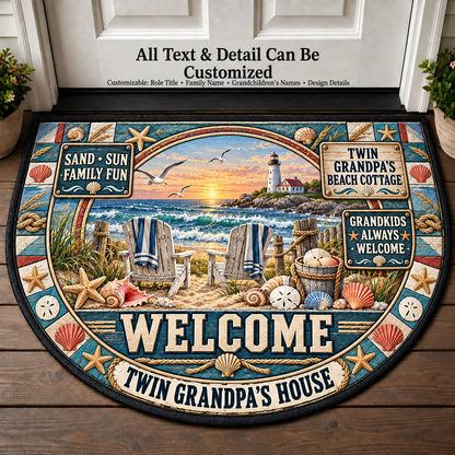 Twin Grandpa's Beach Cottage Personalized Half Round Mat | 5To9Vibe