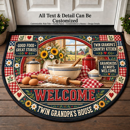 Twin Grandpa's Country Kitchen Personalized Half Round Mat | 5To9Vibe