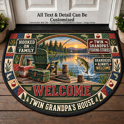 Twin Grandpa's Fishing Stories Personalized Half Round Mat | 5To9Vibe