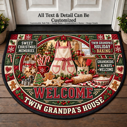 Twin Grandpa's Holiday Baking Personalized Half Round Mat | 5To9Vibe