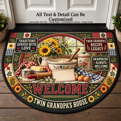 Twin Grandpa's Recipe Legacy Personalized Half Round Mat | 5To9Vibe