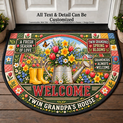 Twin Grandpa's Spring Blooms Personalized Half Round Mat | 5To9Vibe