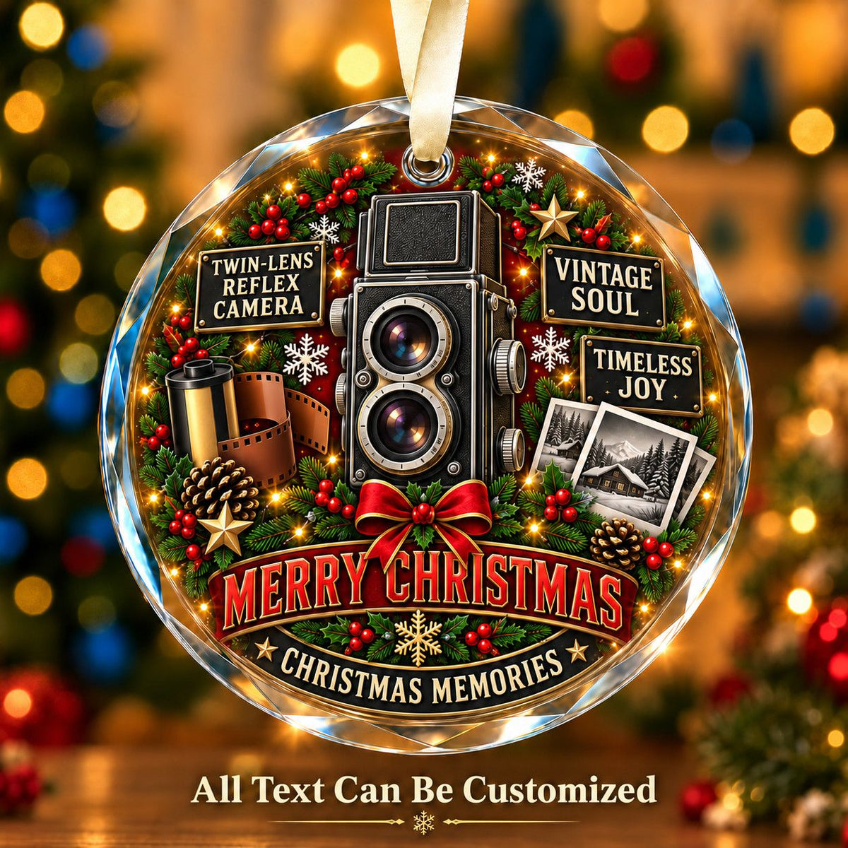 Twin-Lens Reflex Camera Personalized Glass Ornament | 5To9Vibe