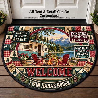 Twin Nana's RV Road Trips Personalized Half Round Mat | 5To9Vibe