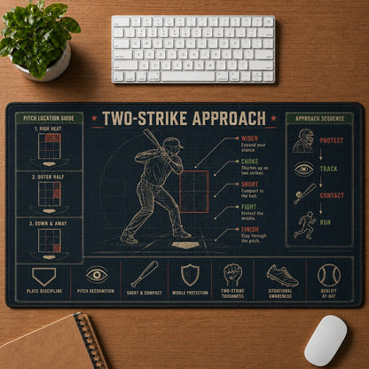Two-Strike Approach Baseball Blueprint Desk Mat | 5To9Vibe
