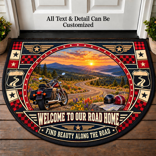 Blacktop Wildflowers - Two Up Adventures Personalized Half Round Mat | 5To9Vibe