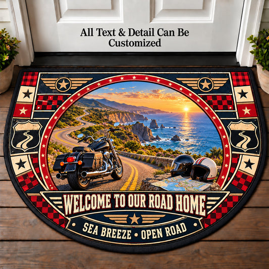 Coastal Route - Two Up Adventures Personalized Half Round Mat | 5To9Vibe