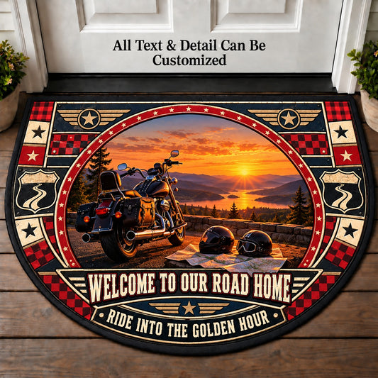 Cruiser at Dusk - Two Up Adventures Personalized Half Round Mat | 5To9Vibe