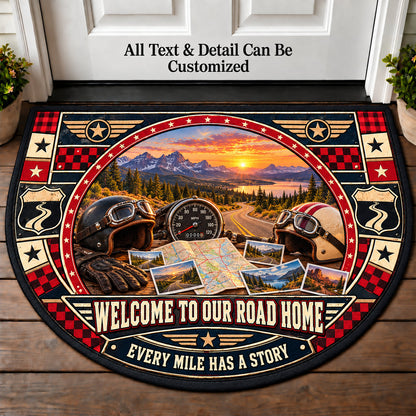 Mileage Memories - Two Up Adventures Personalized Half Round Mat | 5To9Vibe