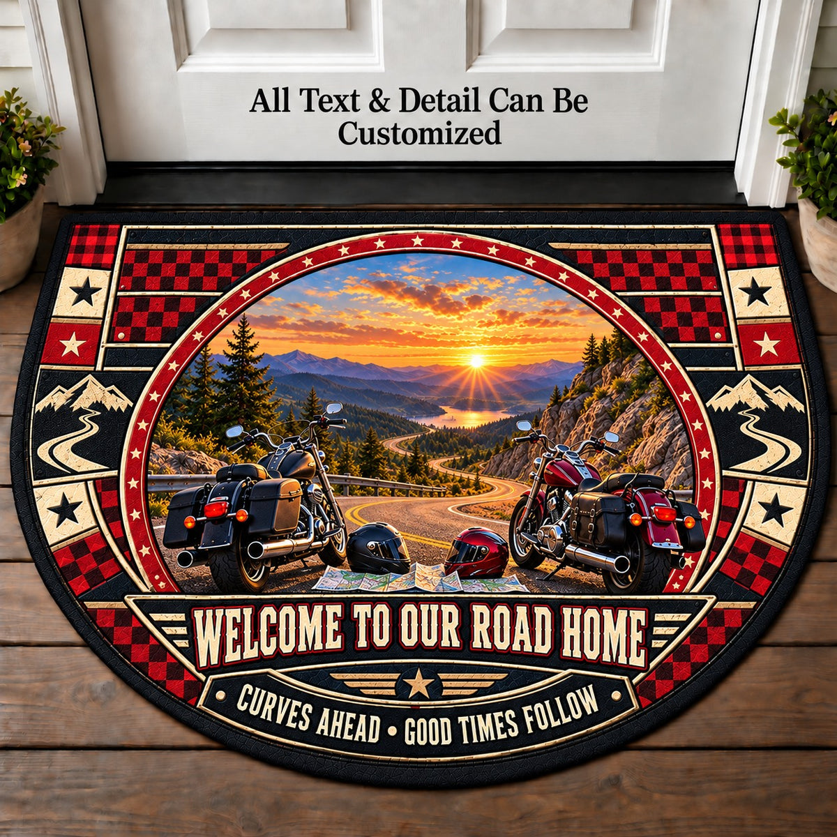 Mountain Pass - Two Up Adventures Personalized Half Round Mat | 5To9Vibe