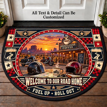 Roadhouse Coffee - Two Up Adventures Personalized Half Round Mat | 5To9Vibe