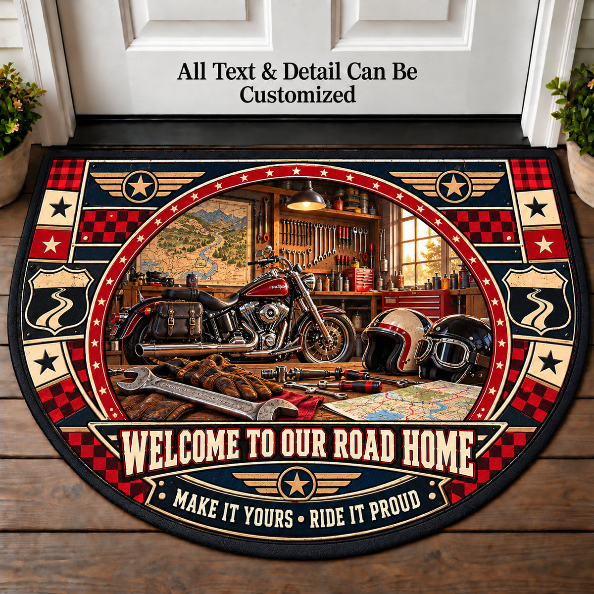 Workshop Wrench - Two Up Adventures Personalized Half Round Mat | 5To9Vibe