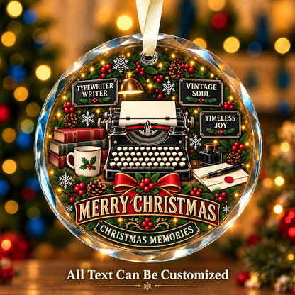 Typewriter Writer Personalized Glass Ornament | 5To9Vibe