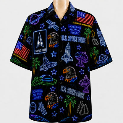 All US Army Neon Pattern 4th July 250 Years Anniversary America Veteran Premium Unisex Hawaiian Shirt For Men and Women